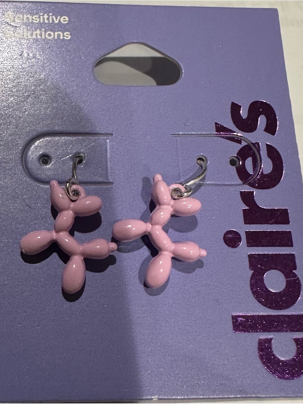Claire's Pink Balloon Animal Hoop Earrings